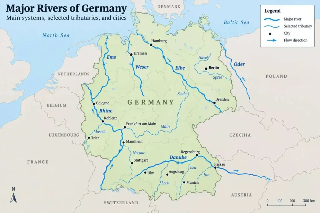 Germany Major Rivers Map