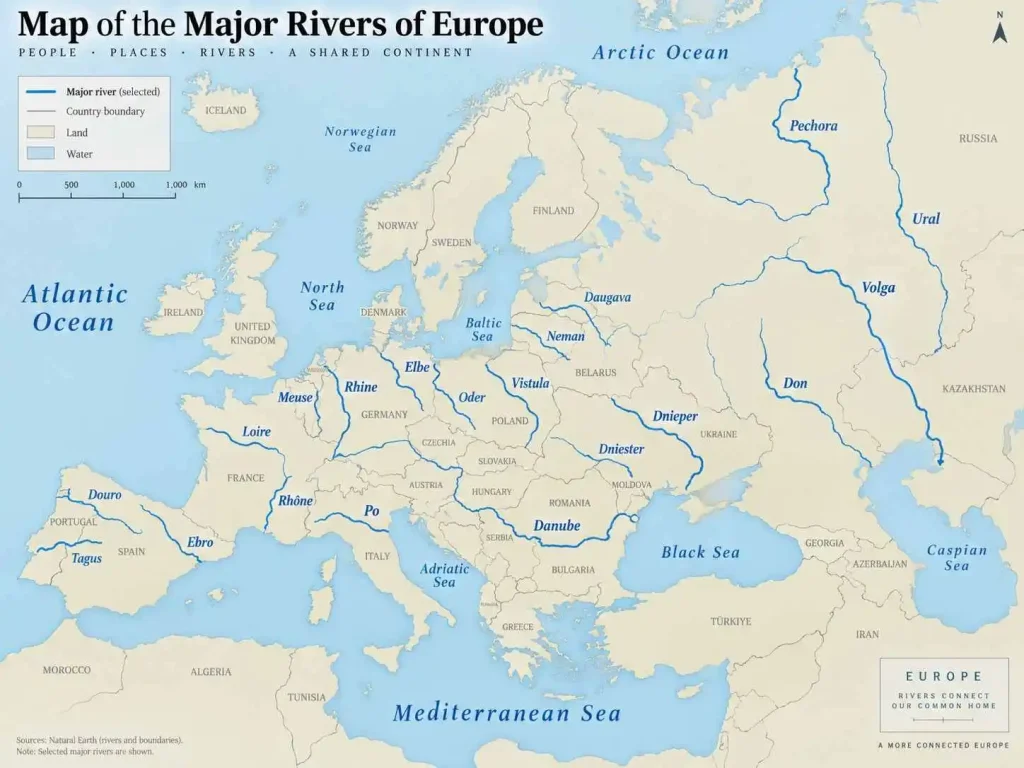 Major Rivers of Europe at a Glance