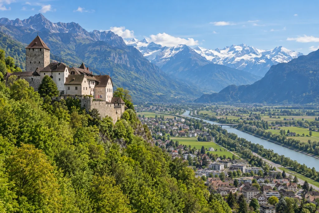 Vaduz Castle overlooking the Alpine Rhine Valley in Liechtenstein